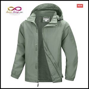 Men's Waterproof Packable Rain Jacket with Hood for Hiking Golf Travel